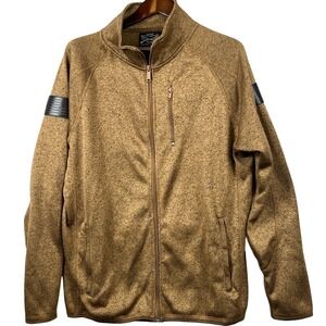 Grunt Style Full Zip Sweater Jacket Coyote Brown Style Flag Patch Men's Size XL